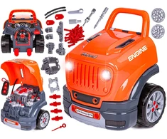 Xiong Cheng Jaunojo mechaniko komplektas su automobiliu, 61 el.