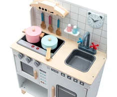 Medinė žaislinė virtuvėlė vaikams su priedais Montessori Baby Mix balta
