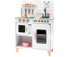 Medinė žaislinė virtuvėlė vaikams su priedais Montessori Baby Mix balta
