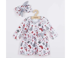 Medvilninė kūdikių suknelė su galvos juosta New Baby Christmas, dydis 56 (0-3 mėn.)