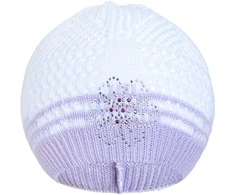 Megzta kepurė New Baby su gėle, violetinė, dydis 104 (3-4 mėn.)