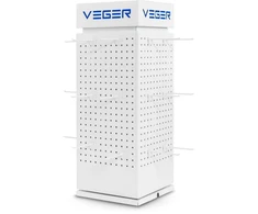 Metalinis besisukantis stovas Veger, 4 pusių, baltas