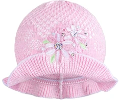 Mezgta kepurė New Baby rožinė ir balta, dydis 104 (3-4 mėn.)