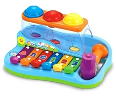 Muzikinis edukacinis žaislas pianinas su cimbalais ir kamuoliukais