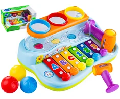 Muzikinis edukacinis žaislas pianinas su cimbalais ir kamuoliukais