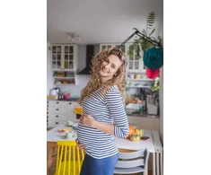 Nėščiųjų ir žindymo marškinėliai Milk Shirt milk &amp; love baltomis ir mėlynomis juostelėmis, dydis S