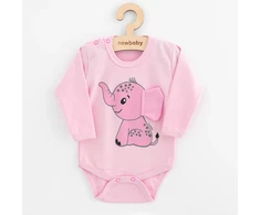 New Baby Happy Elephant rožinis kūdikio bodis su ilgomis rankovėmis