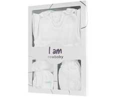 New Baby I AM Baltas 7 dalių rinkinys naujagimiui, dydis 56 (0-3 mėn.)