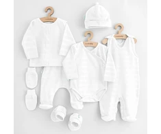 New Baby I AM Baltas 7 dalių rinkinys nėštumo laikotarpiui, dydis 62 (3-6 mėn.)