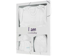 New Baby I AM Baltas 7 dalių rinkinys nėštumo laikotarpiui, dydis 62 (3-6 mėn.)