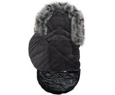 New Baby Luxury pūkuotas žieminis miegmaišis juodos spalvos su kailiu