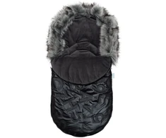 New Baby Luxury pūkuotas žieminis miegmaišis juodos spalvos su kailiu