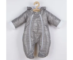 New Baby Pumi pilkas žieminis kombinezonas kūdikiams su gobtuvu ir ausytėmis, dydis 68 (4-6 mėn.)
