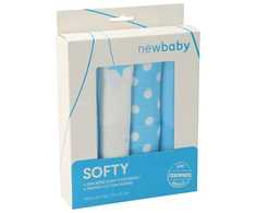 New Baby Softy marginti medvilniniai audinio sauskelniai 70 x 70 cm, 4 vnt., turkio ir baltos spalvos