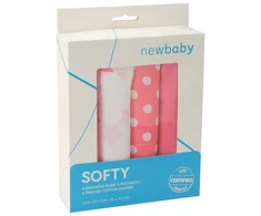 New Baby Softy margintos medvilninės sauskelnės 70 x 70 cm, 4 vnt., rožinės ir baltos spalvos