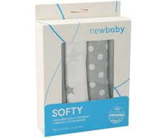 New Baby Softy margintos medvilninės sauskelnės 70 x 70 cm, 4 vnt., pilkos ir baltos spalvos
