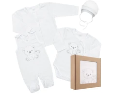 New Baby Sweet Bear baltas rinkinys kūdikiams, dydis 56 (0-3 mėn.)