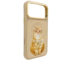 NIMMY dėklas LUCKY FASHION CAT, suderinamas su MagSafe, skirtas IPHONE 18 Pro Max/17 Pro Max, rudas