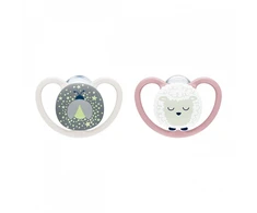 NUK čiulptukas Perfect Match Air Night FIREFLY/SHEEP 6-18 mėn. 2 vnt.