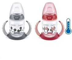 NUK Disney Mickey mokomasis buteliukas su temperatūros kontrole, 150 ml, raudonas