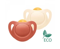 NUK For Nature latekso čiulptukai 6-18 mėn., 2 vnt., raudoni dėžutėje