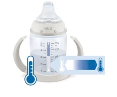 NUK kūdikio mokymosi buteliukas su temperatūros kontrole, 150 ml, baltas