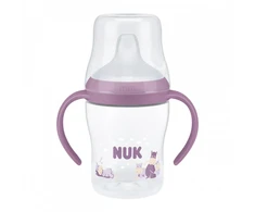 NUK Perfect Match Learner buteliukas 150 ml su silikoniniu snapeliu ir temperatūros kontrolės hipopotamu