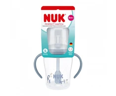 NUK Perfect Match mokomasis kūdikio buteliukas su silikoniniu šiaudeliu PENGUIN 150 ml