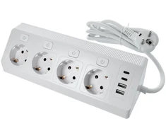 Oem rozeta su 4 lizdais, maks. 3680W, 2xUSB A, 2x type C jungtys su 2m maitinimo laidu E42 balta