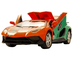Oranžinės spalvos nuotoliniu būdu valdomas sportinis automobilis su LED žibintais