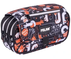 Penalas trijų skyrių su užsegimu fingers Milan juodas oranžinis