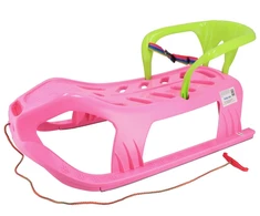 Plastikinės rogutės su atlošu Baby Mix SNOW STAR rožinės spalvos