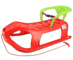 Plastikinės rogutės su atlošu Baby Mix SNOW STAR raudonos spalvos