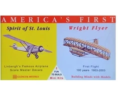 Plastikiniai lėktuvų modeliai Spirit of St Louis ir Wright Flyer