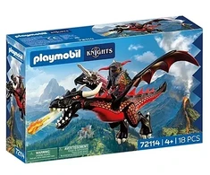 Playmobil Žaislinis juodas drakonas su riteriu