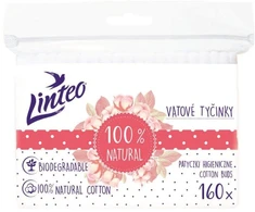 Popieriniai vatos pagaliukai Linteo, 100 % natūralūs, 160 vnt. maišelyje