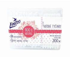 Popieriniai vatos pagaliukai Linteo, 100 % natūralūs, 200 vnt. dėžutėje