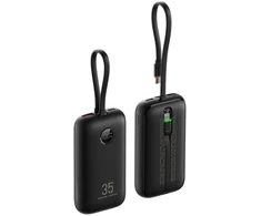 Išorinė baterija Veger K1 (W1188) PD QC3.0 35W 10000 mAh su integruotais C tipo laidais / Lightning juoda