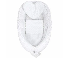 Prabangus New Baby Minky Heart baltas lizdelis su pagalve ir antklode