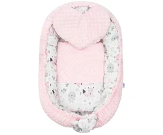 Prabangus New Baby Minky Rožinė lizdelis su pagalve ir antklode