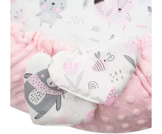 Prabangus New Baby Minky Rožinė lizdelis su pagalve ir antklode