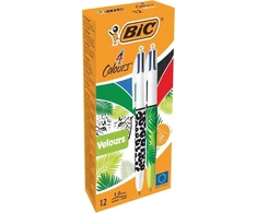 Rašikliai 4 spalvų velūriniai BIC 12 vnt