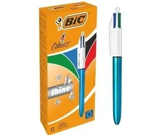 Rašikliai BIC 4 Colours Shine mėlynas 12 vnt