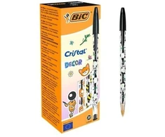 Rašikliai BIC Cristal Kawaii 1 mm juodi 20 vnt