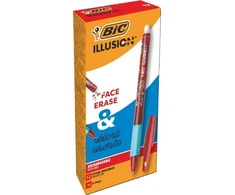 Rašikliai raudoni ištrinami BIC Illusion 12 vnt