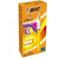 Rašiklis BIC 4 spalvų geltonu korpusu 12 vnt