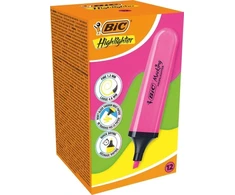 Ryškiai rožinis neoninis žymeklis BIC 12 vnt