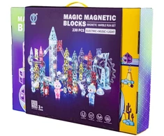 Šviečiančių magnetinių kaladėlių kamuoliukų takas 230 dalių rinkinys