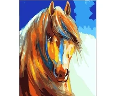 Tapyba pagal skaičius su rėmu 40x50 cm spalvotas arklys