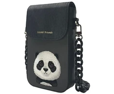 Nimmy 3in1 rinkinys telefono krepšys + piniginė + dėklas lokatoriui, juodos spalvos, Big Eyed Pet 2.0 Panda
